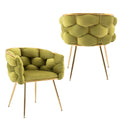 Olive Green Velvet Upholstered Accent Chair Set of 2 V8092