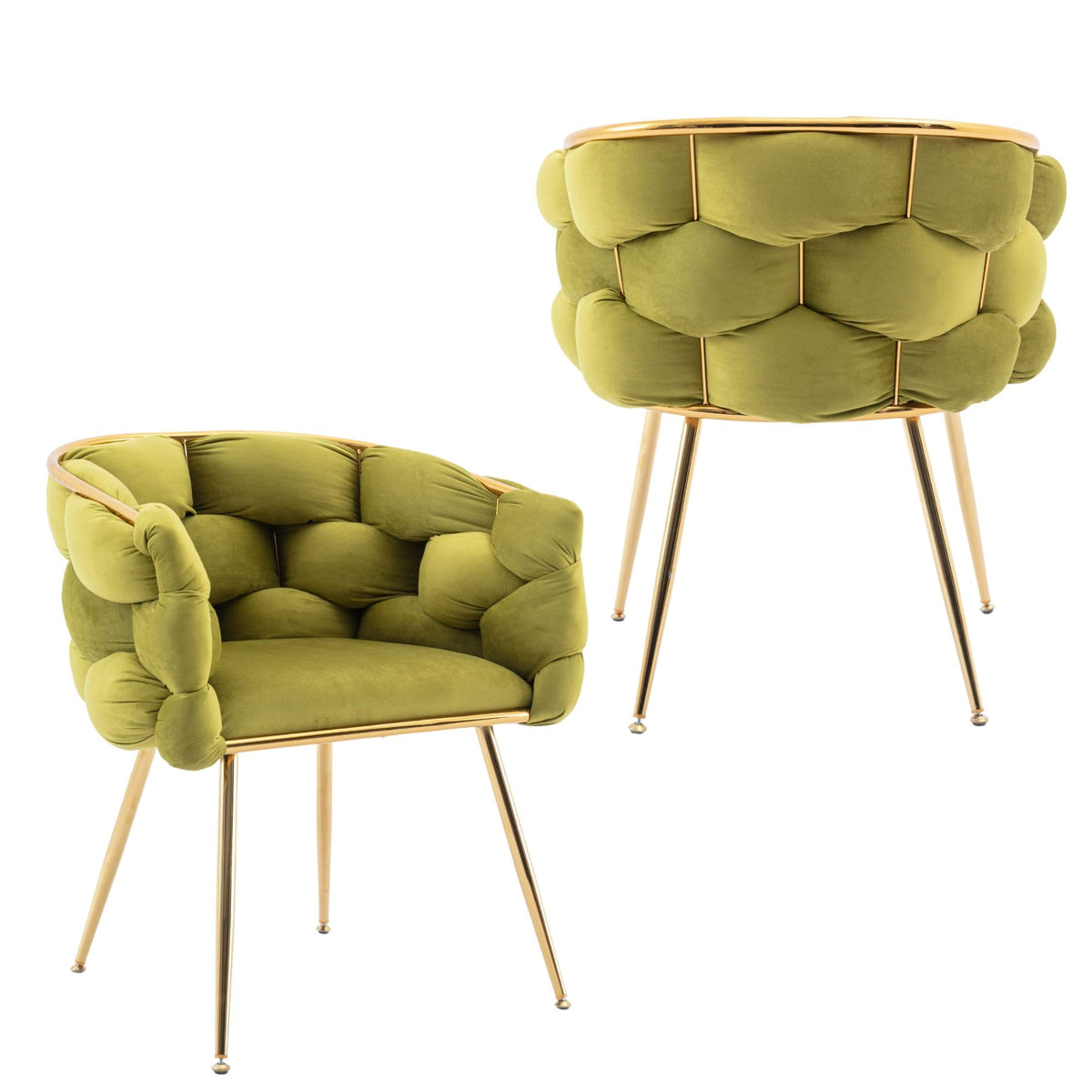 Olive Green Velvet Upholstered Accent Chair Set of 2 V8092
