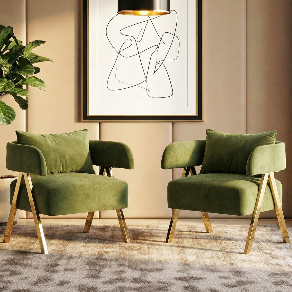 Green Velvet Accent Chairs Set of 2 R682971