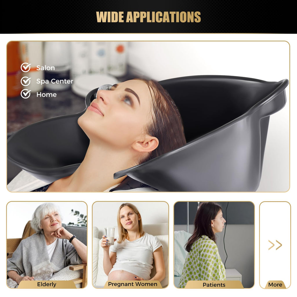 Portable 20L Hair Washing Shampoo Bowl Basin Black C7161