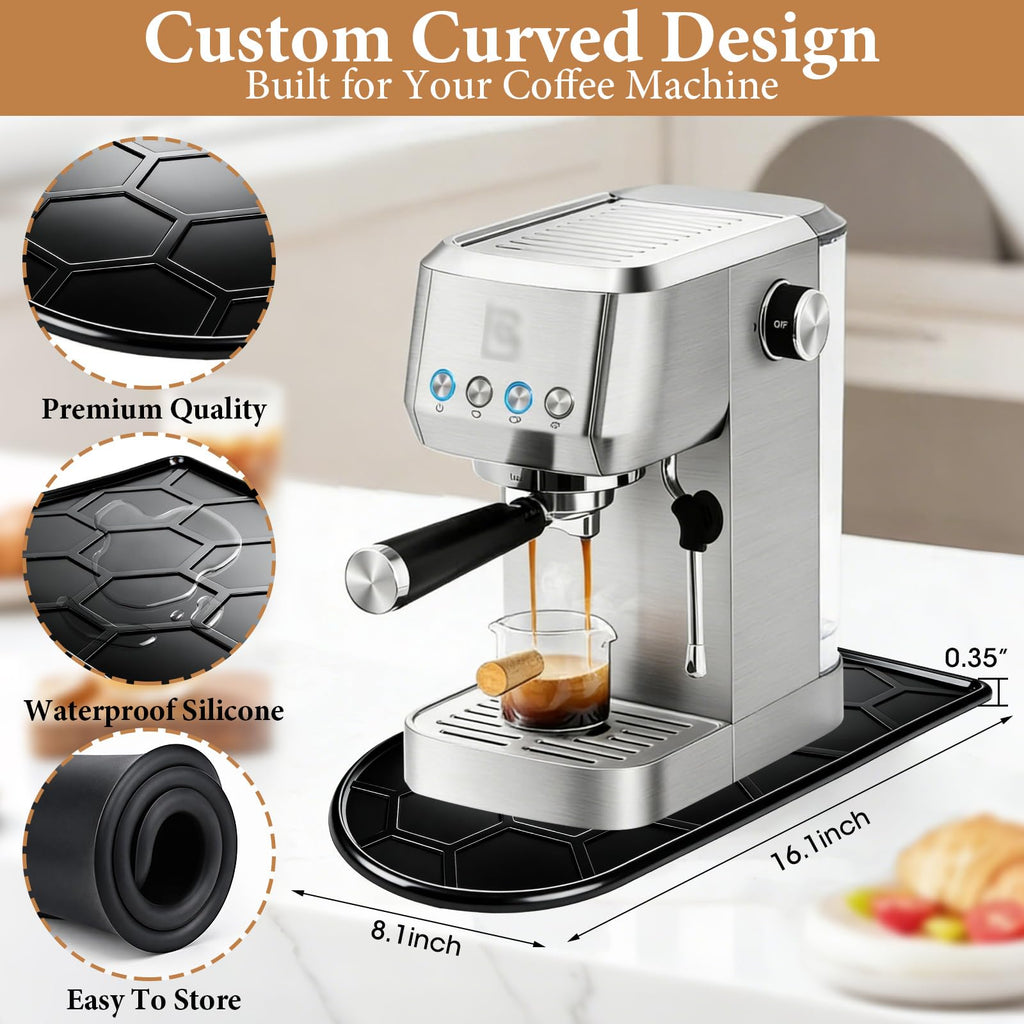 Silicone Coffee Mat 16.1"x8.1" Black Y235211