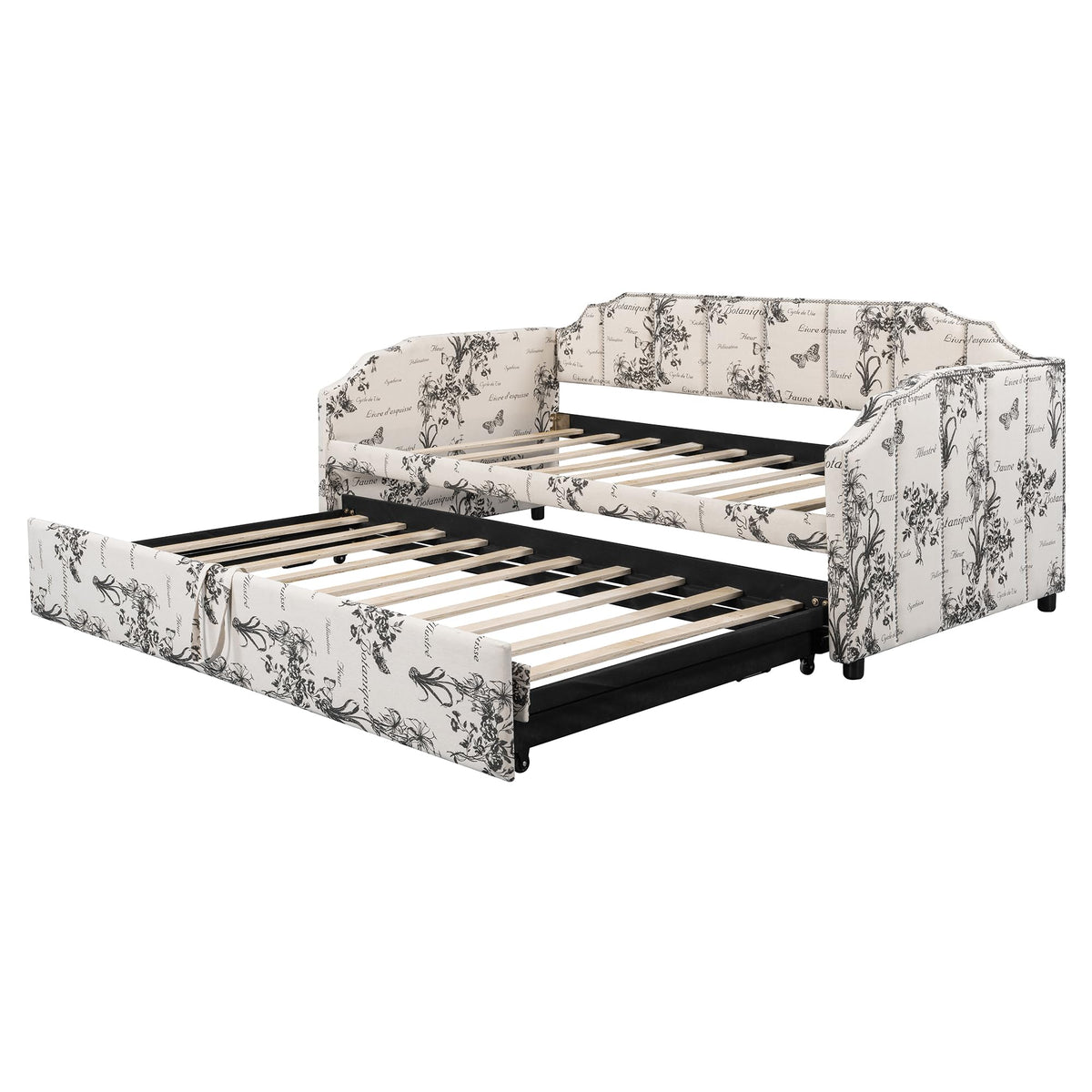Twin Size Linen Upholstered Daybed with Trundle W931