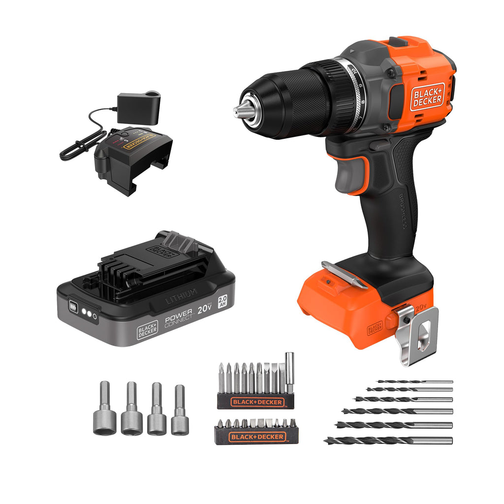 20V MAX Cordless Brushless Drill Driver with 30 Pc. Drill Bit Set F244769