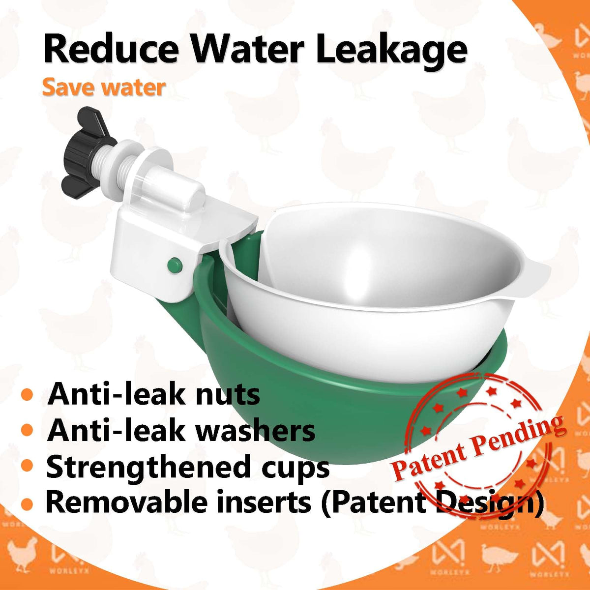 Large Automatic Chicken Waterer Cups with Inserts 5 Pack H239971