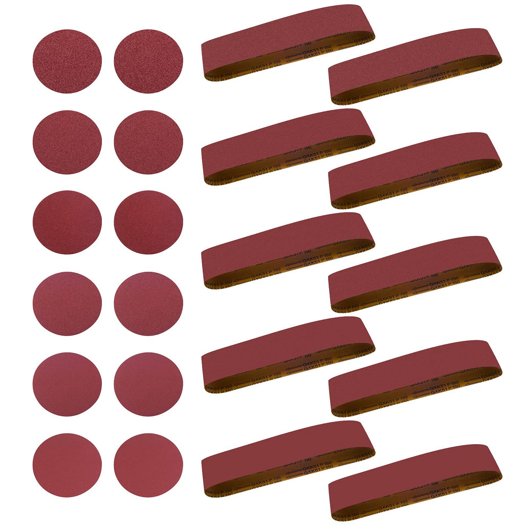4 x 36 Aluminum Oxide Sanding Belts and 6 Inch Self Stick Sanding Discs 22 Pcs M552489
