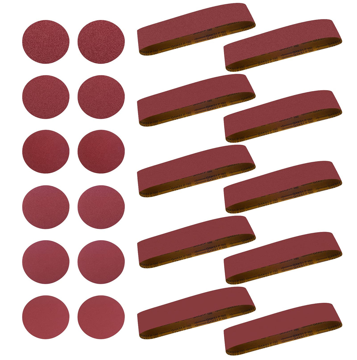 4 x 36 Aluminum Oxide Sanding Belts and 6 Inch Self Stick Sanding Discs 22 Pcs M552489