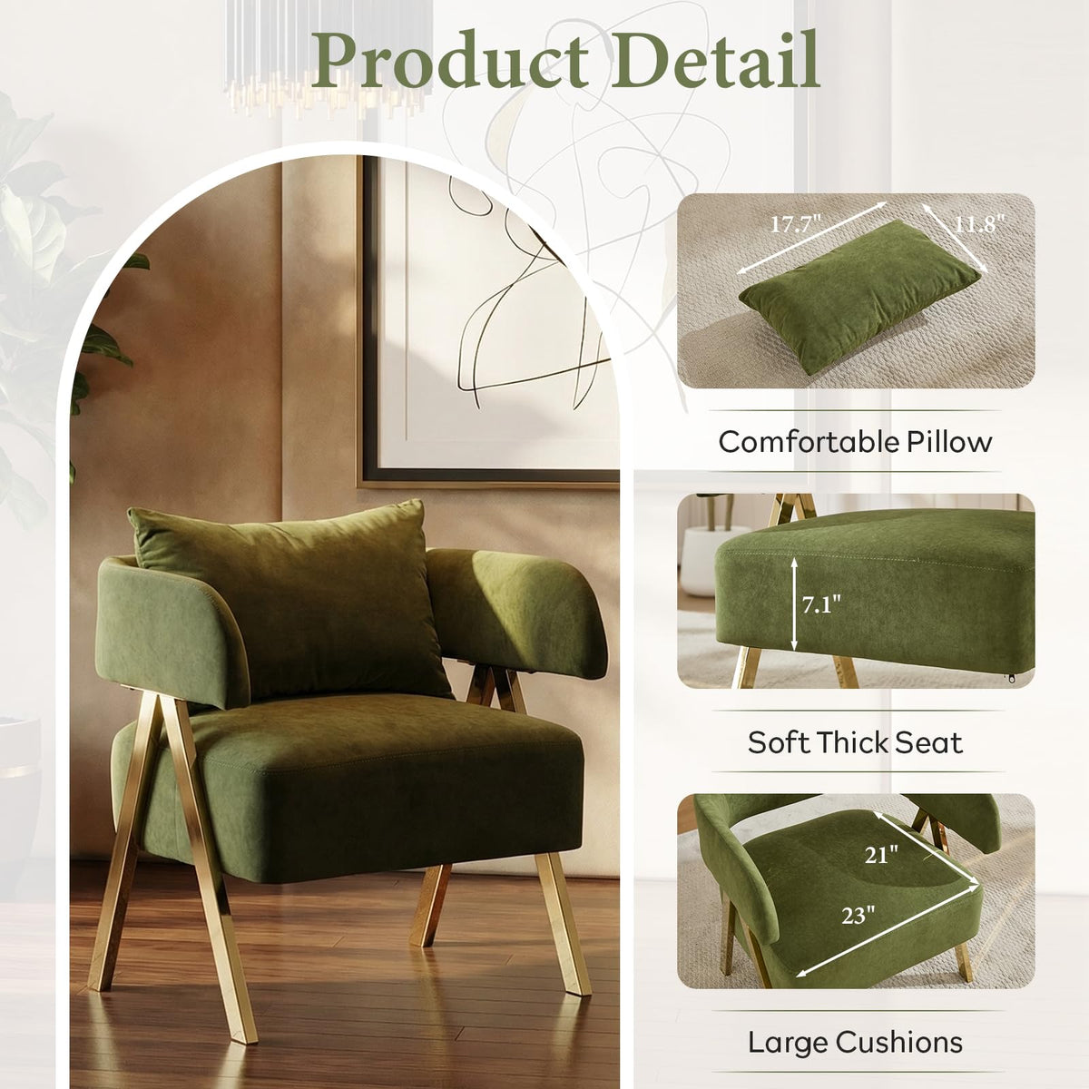 Green Velvet Accent Chairs Set of 2 R682971