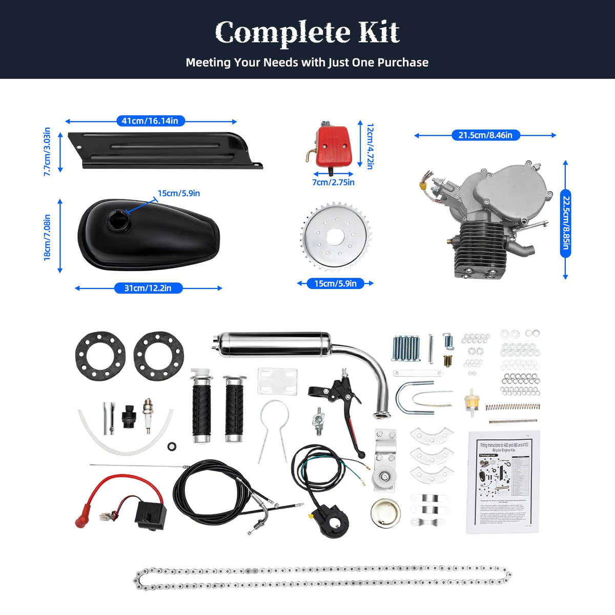 100CC 2 Stroke Bicycle Engine Kit with 36 Tooth Sprocket M593