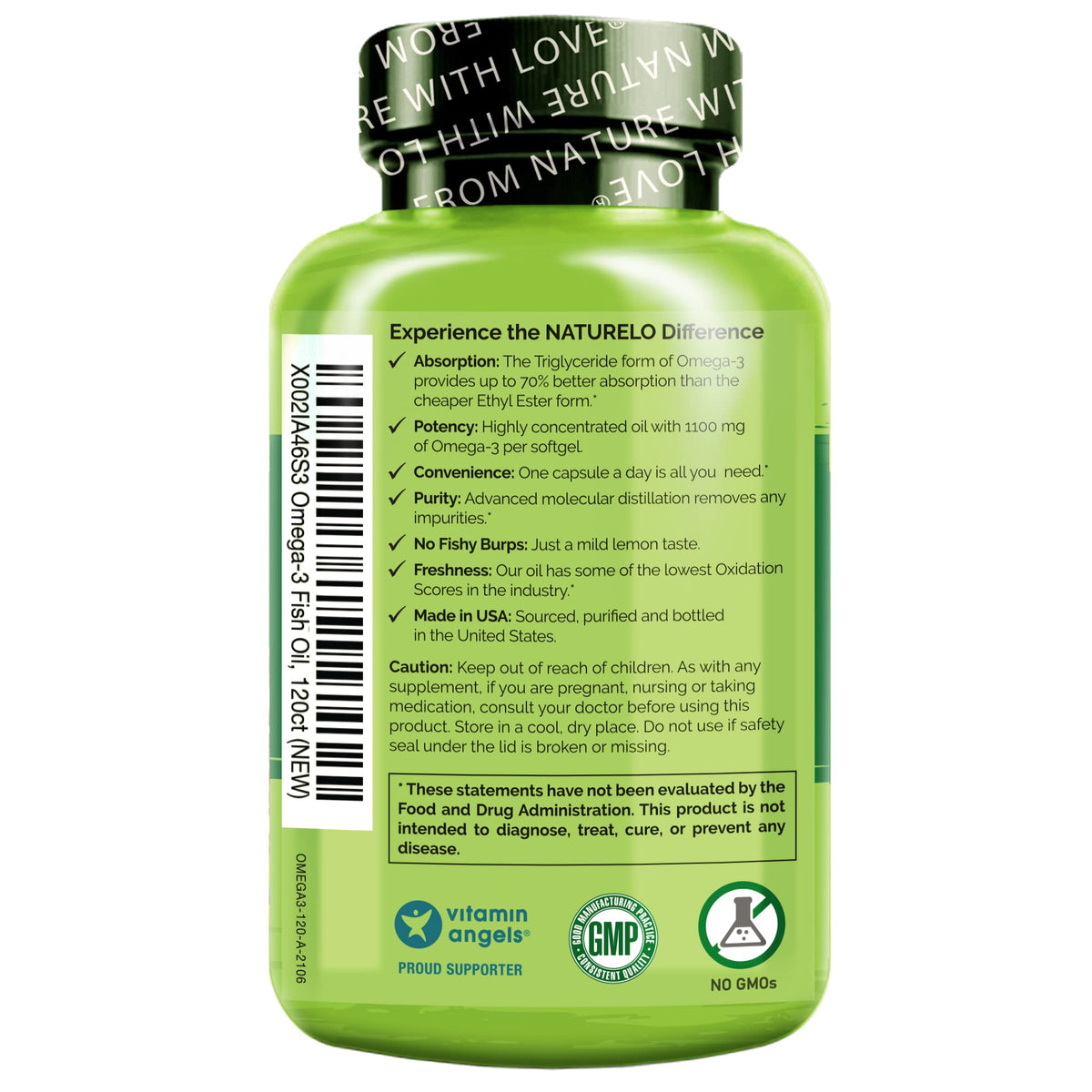 Omega 3 Fish Oil Supplement 1100mg 120 Softgels U756