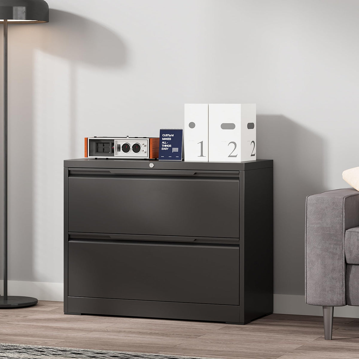 Metal File Cabinet with Lock, 2 Drawer Z8021