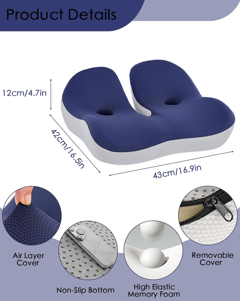 4.7″ Thick Memory Foam Car Seat Cushion H99413