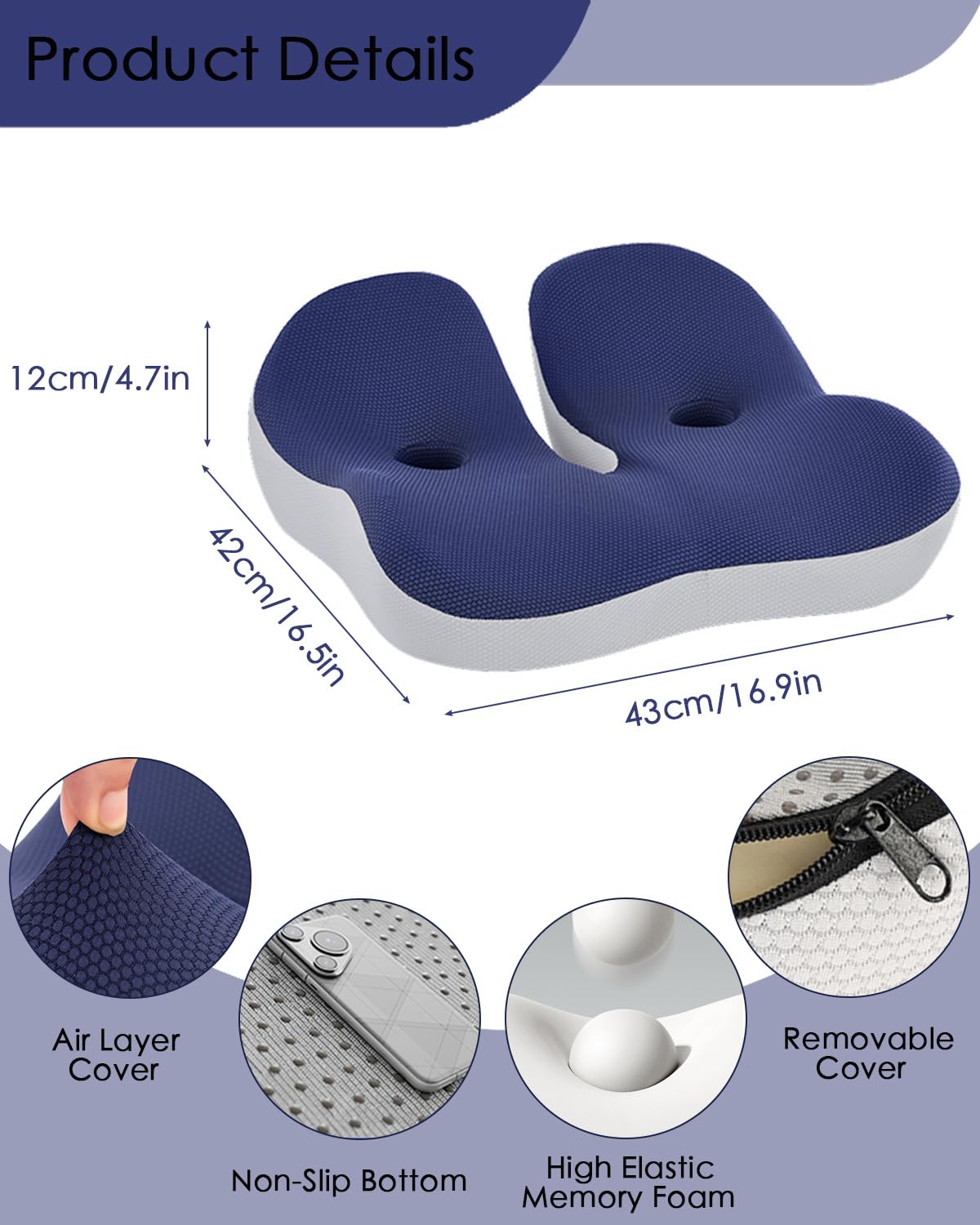 4.7″ Thick Memory Foam Car Seat Cushion H99413