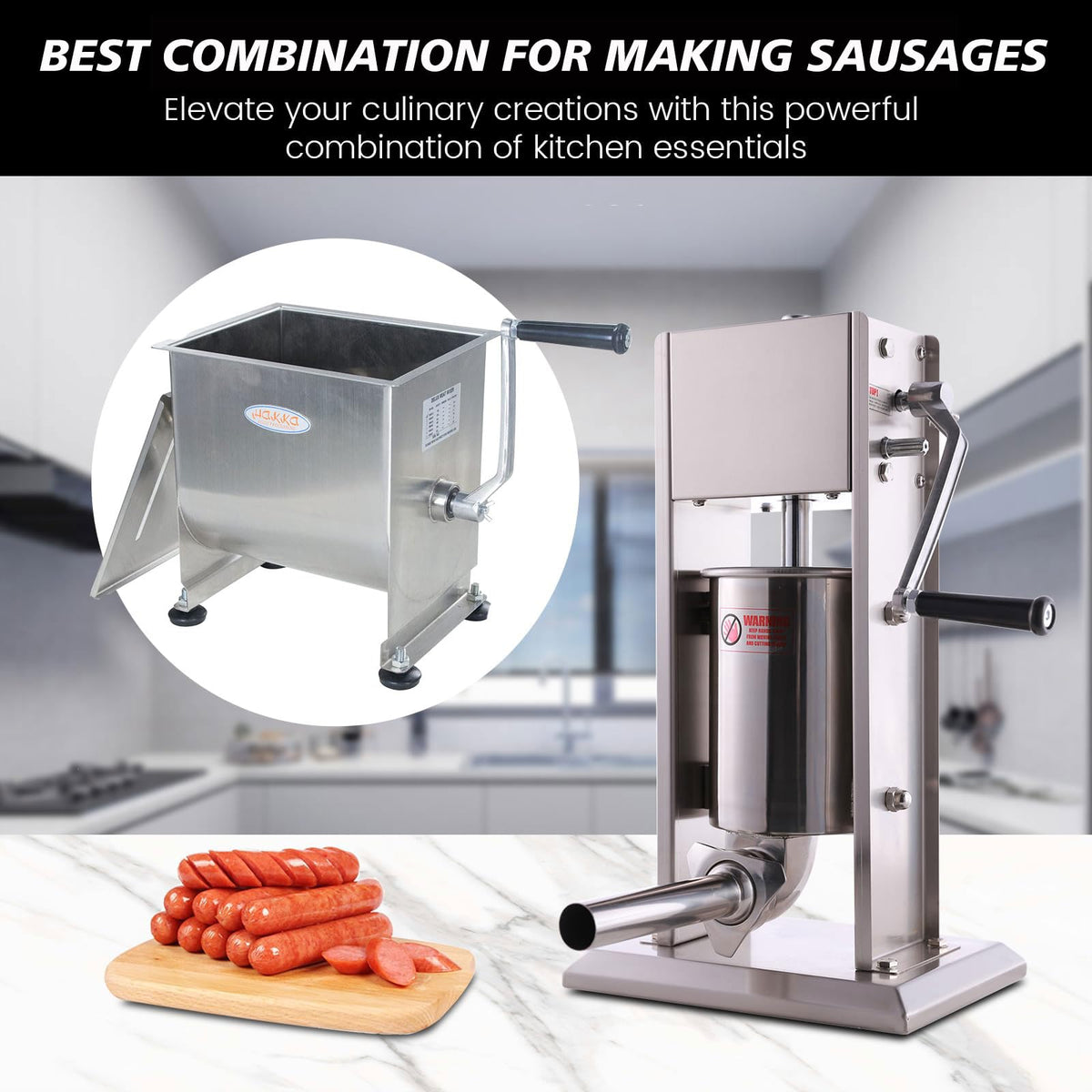 7L Sausage Stuffer and 15lb Manual Meat Mixer G506