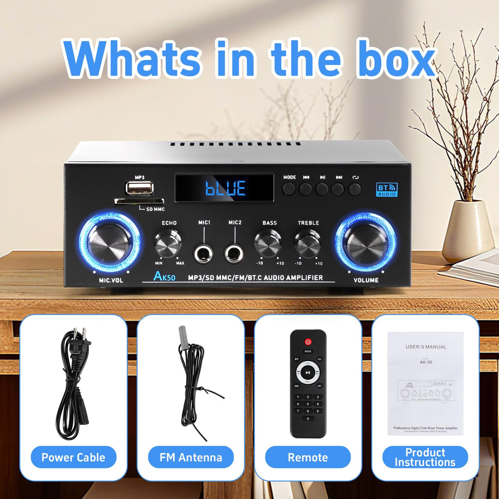 Bluetooth 5.0 2 Channel 400W Stereo Amplifier M488958