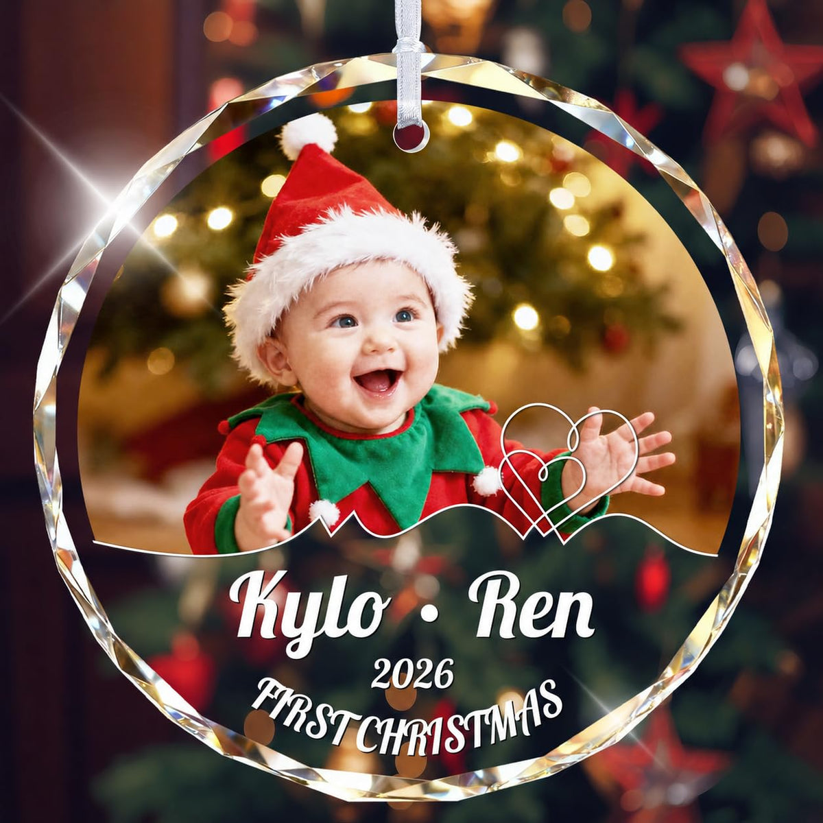 Custom Photo Crystal Glass Christmas Ornament L939392