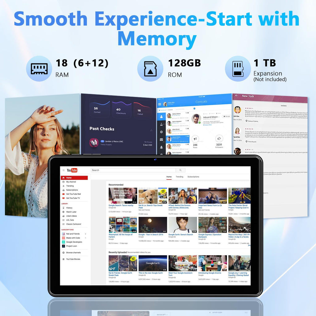 10 Inch Android Tablet with 18GB RAM 128GB ROM M2994