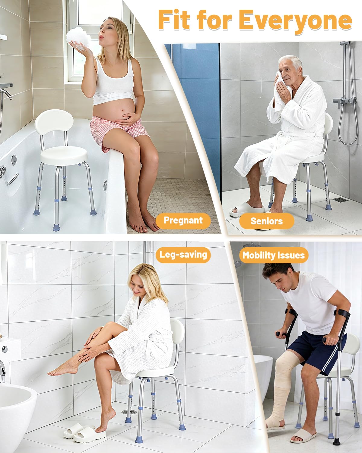 Swivel Shower Chair with Back K400