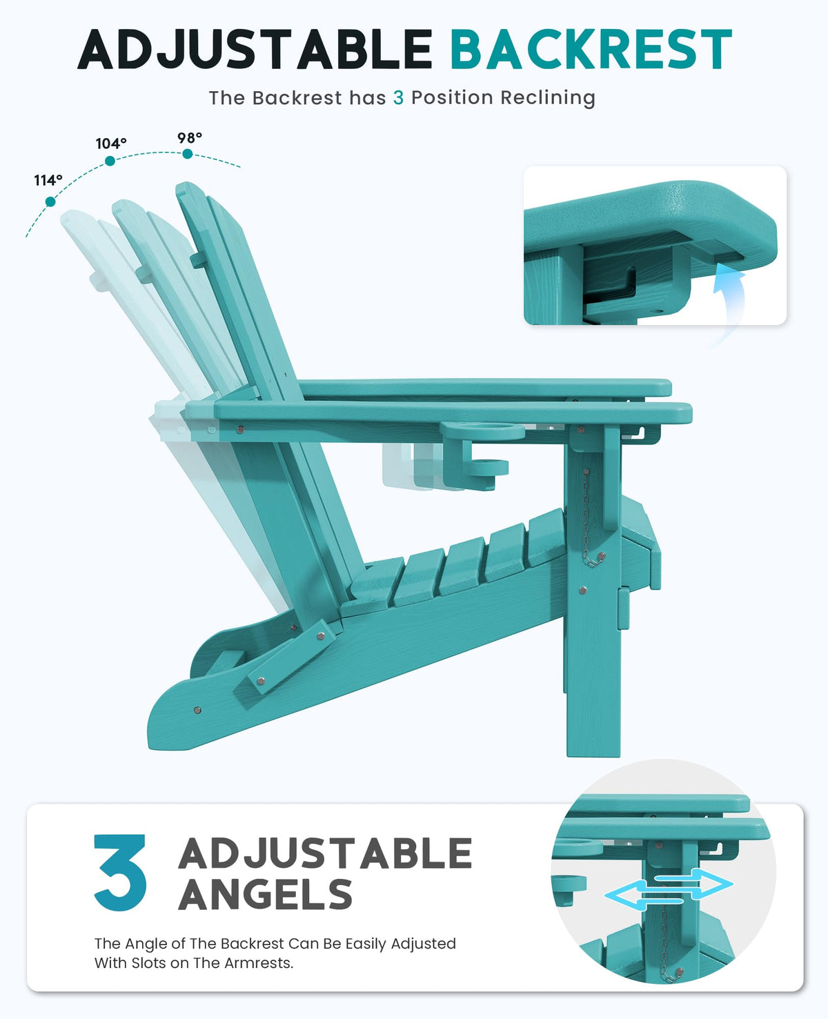 Folding Adjustable Adirondack Chair with Cup Holder W346