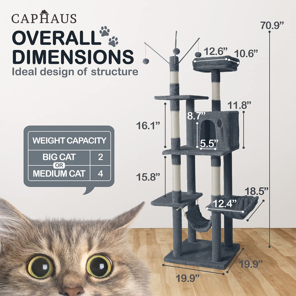 70-Inch Multi-Level Cat Tree with Scratching Posts H394147