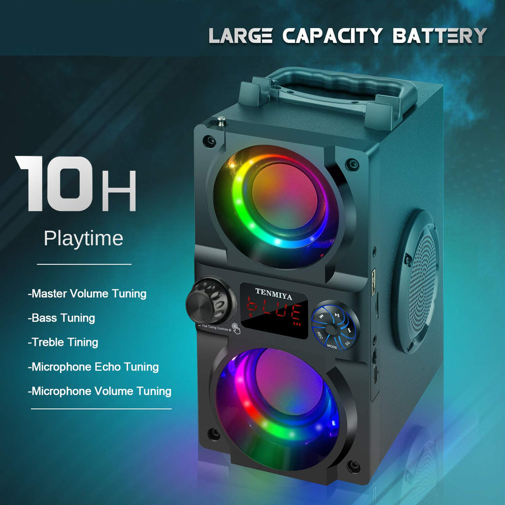 40W Portable Bluetooth Speaker with Lights and FM Radio L8579