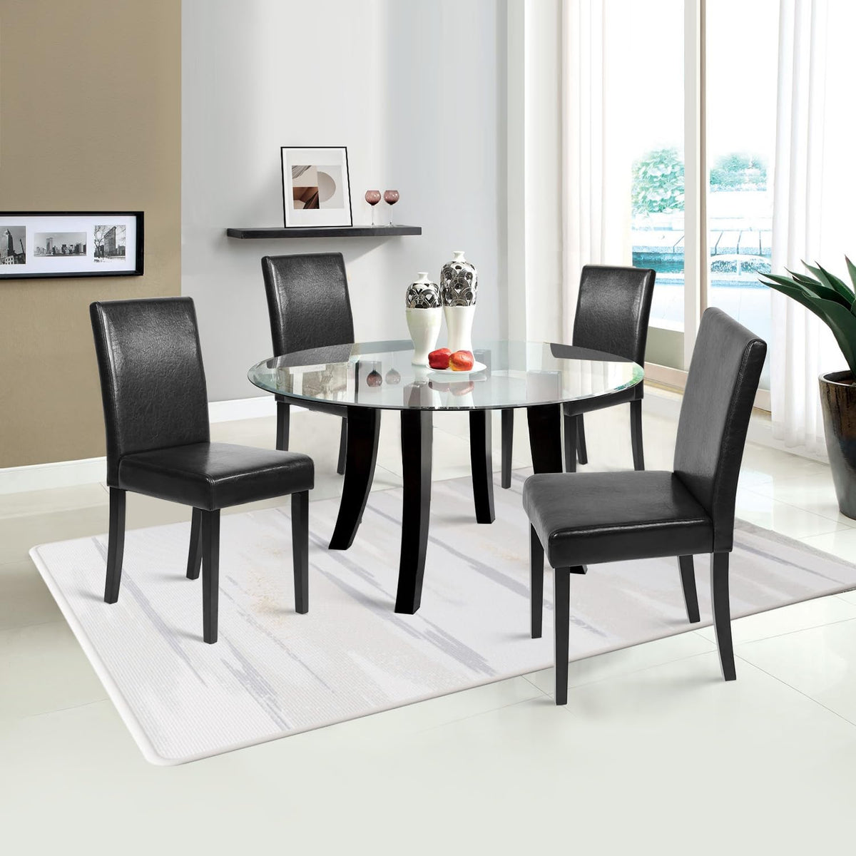 Black Set of 4 Upholstered Dining Chairs Q2715