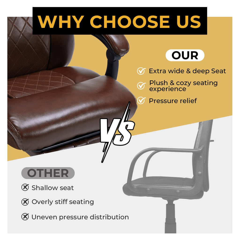 Brown Heated Massage Reclining Leather Office Chair with Foot Rest X162447