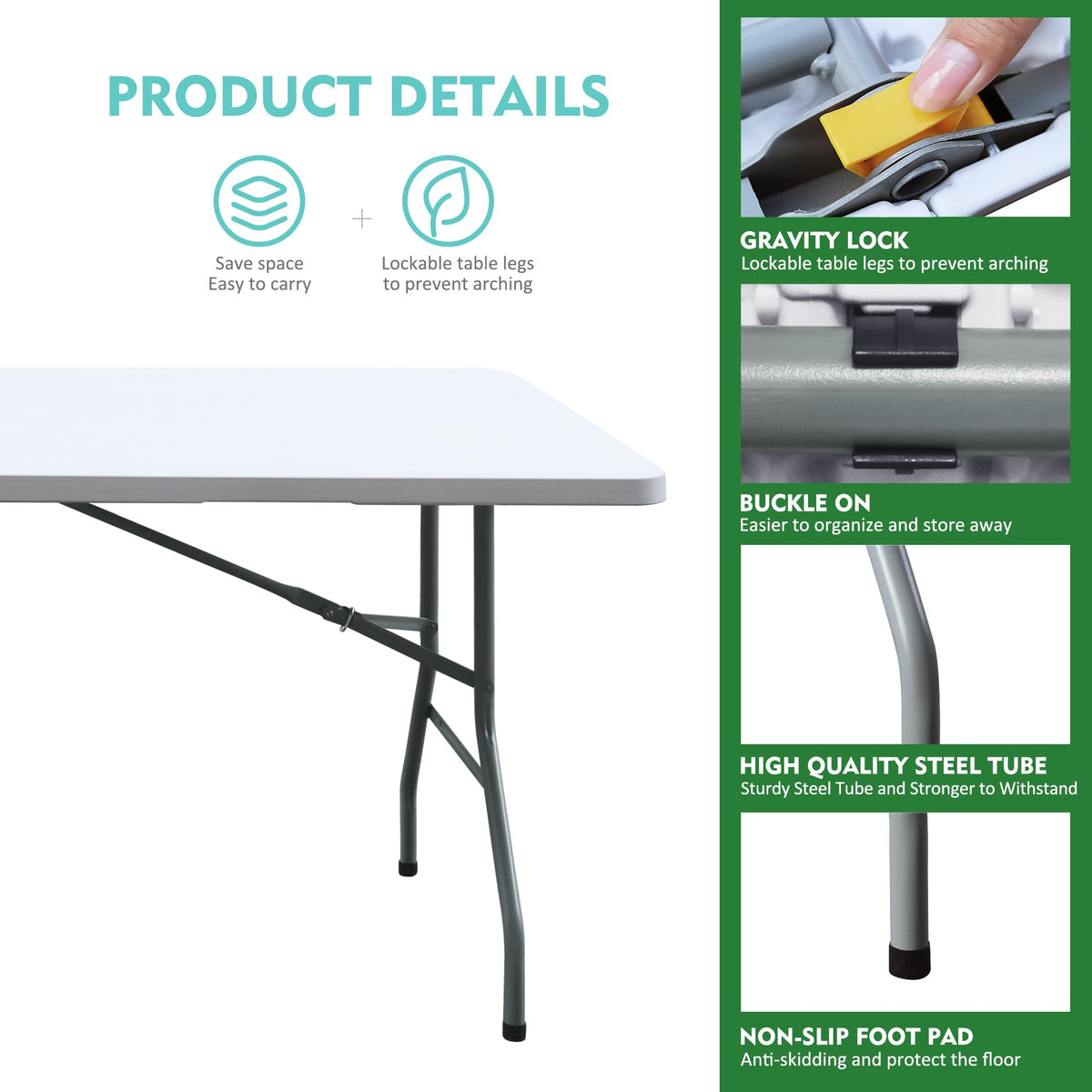 White 6FT Foldable Plastic Table R883