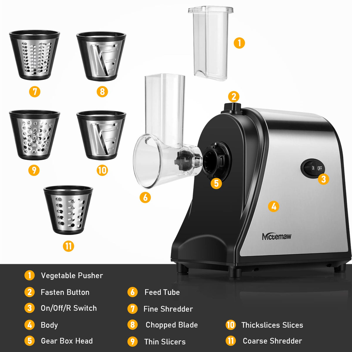 Electric Vegetable Cutter 500 W with 5 Cutting Drums X22961