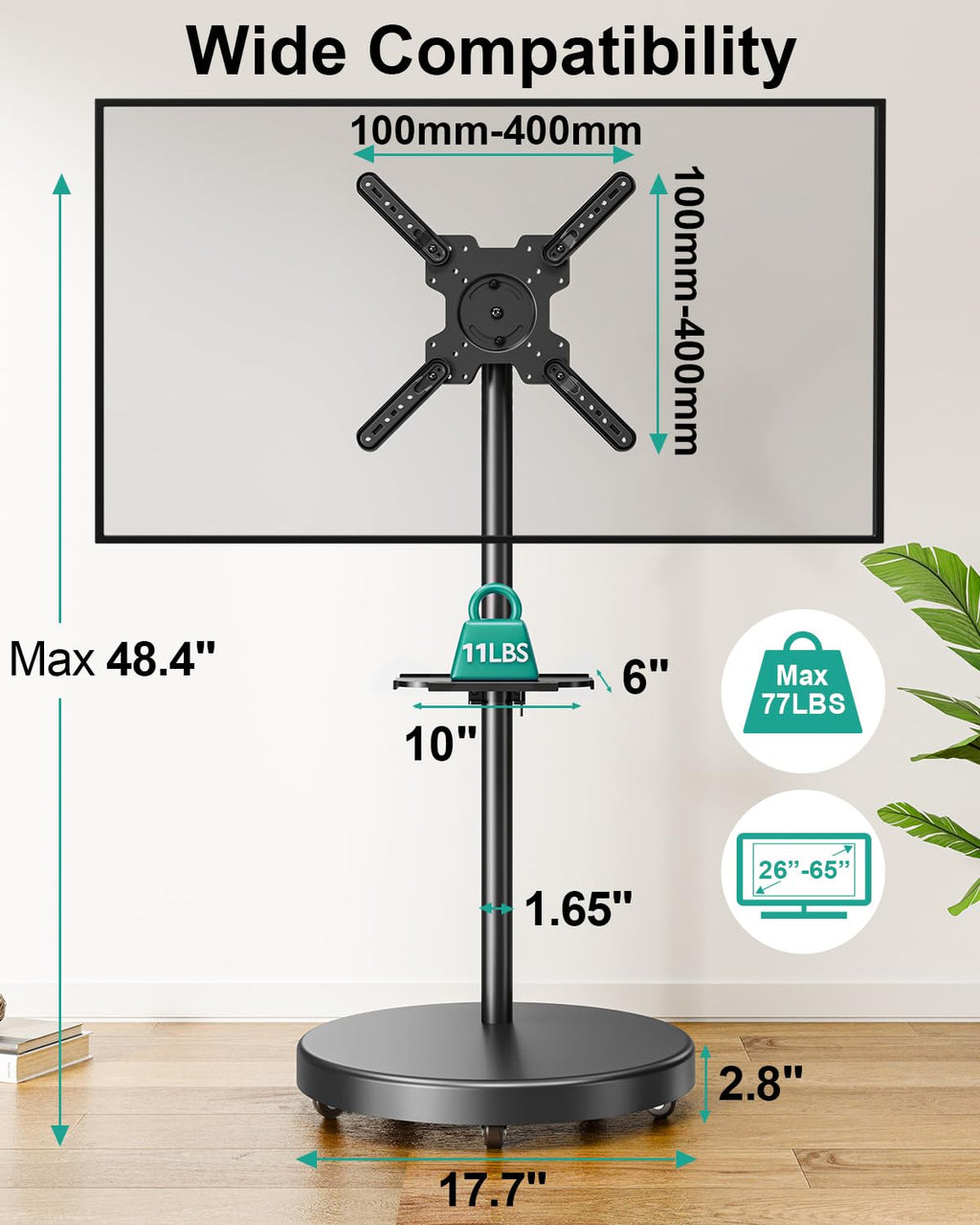 Rolling TV Stand for 26-65 inch Screens N573