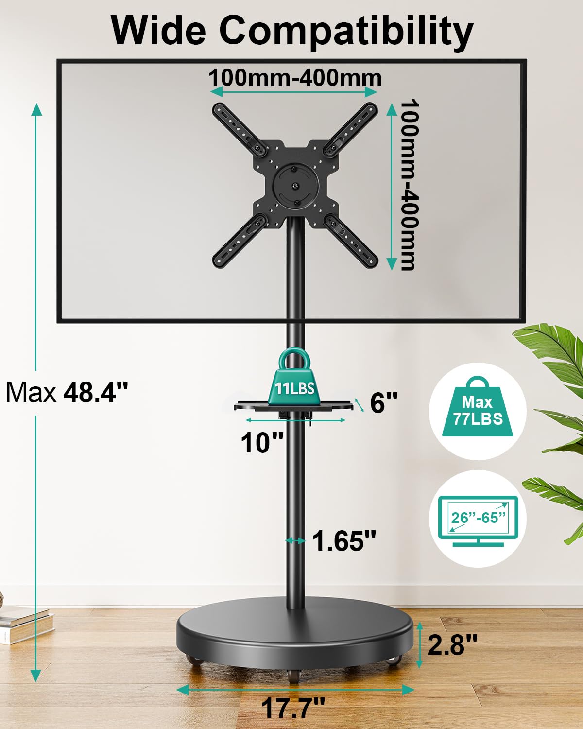 Rolling TV Stand for 26-65 inch Screens N573