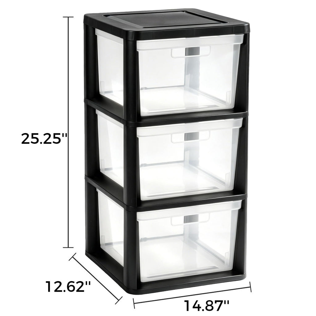 3-Drawer Plastic Storage Organizer Tower C33549