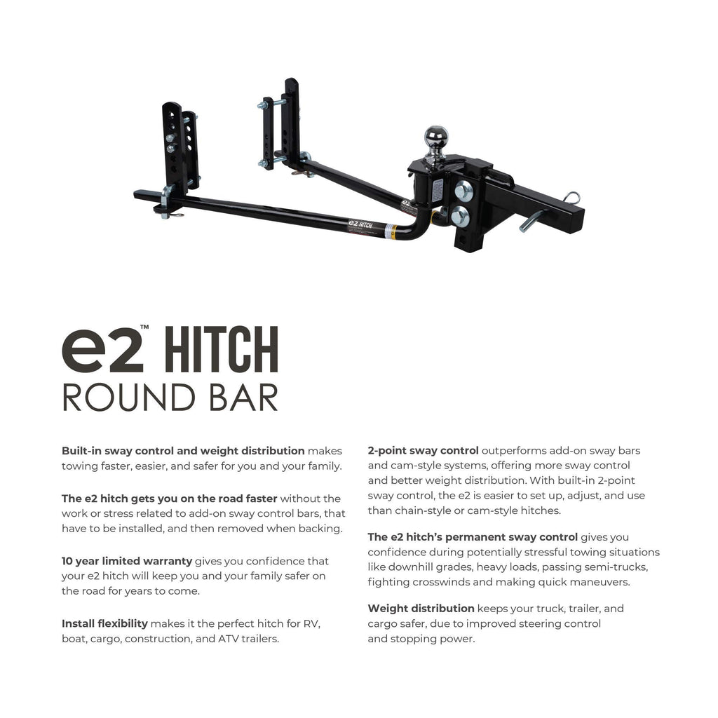 2-Point Sway Control Round Bar Hitch, 8,000 Lbs Trailer Weight Rating O373627