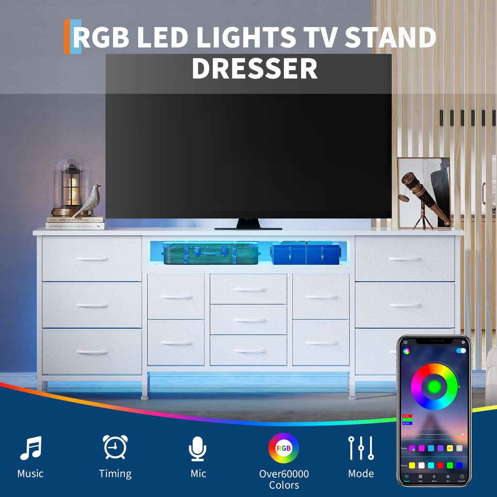 White 70 Inch 13 Drawer TV Stand B11972