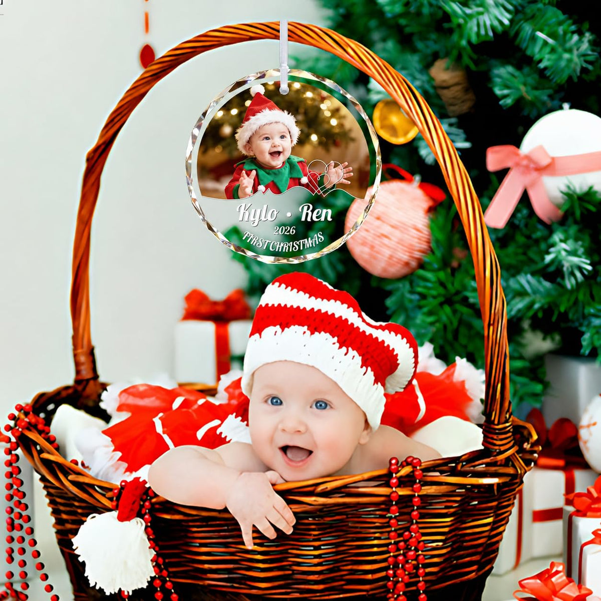Custom Photo Crystal Glass Christmas Ornament L939392