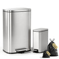 13 Gallon and 1.6 Gallon Stainless Steel Trash Can Set with Lid and Step-on Pedal D8618