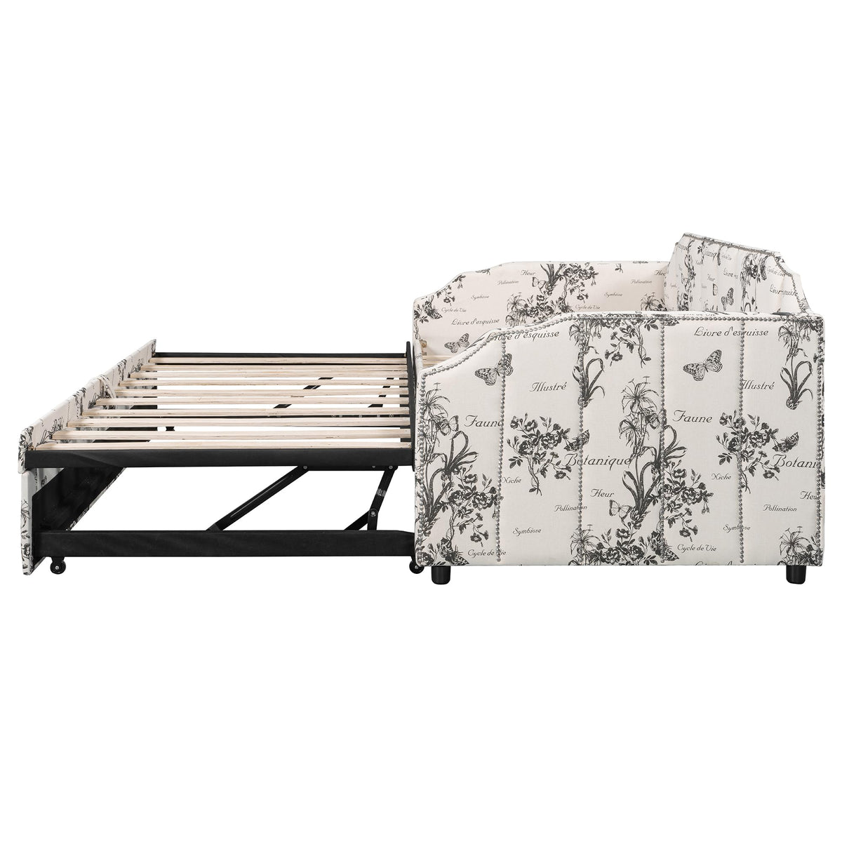 Twin Size Linen Upholstered Daybed with Trundle W931