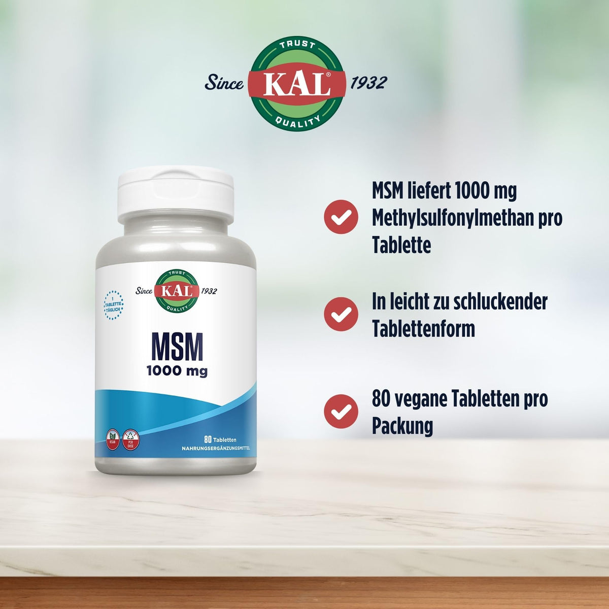MSM Tablets 1000 Mg 80 Count K518