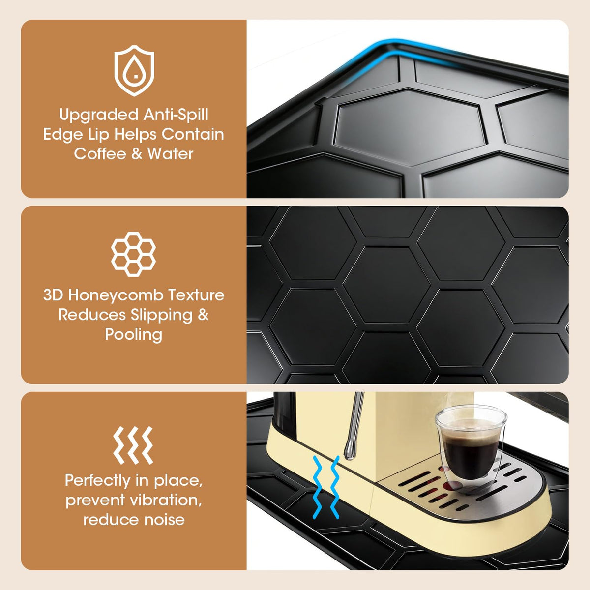 Silicone Coffee Mat 16.1"x8.1" Black Y235211