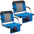 2 Pack Blue Stadium Seats with Back Support & Armrests O23706