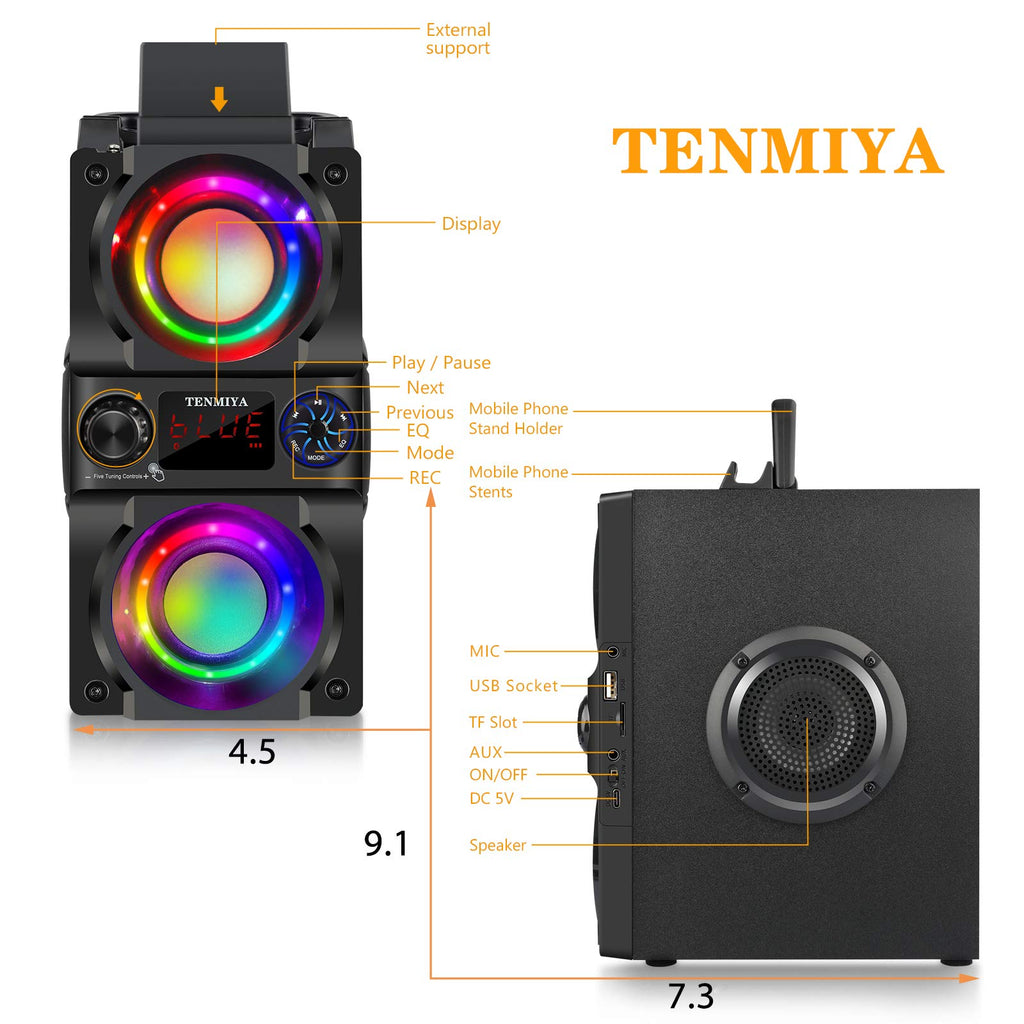 40W Portable Bluetooth Speaker with Lights and FM Radio L8579