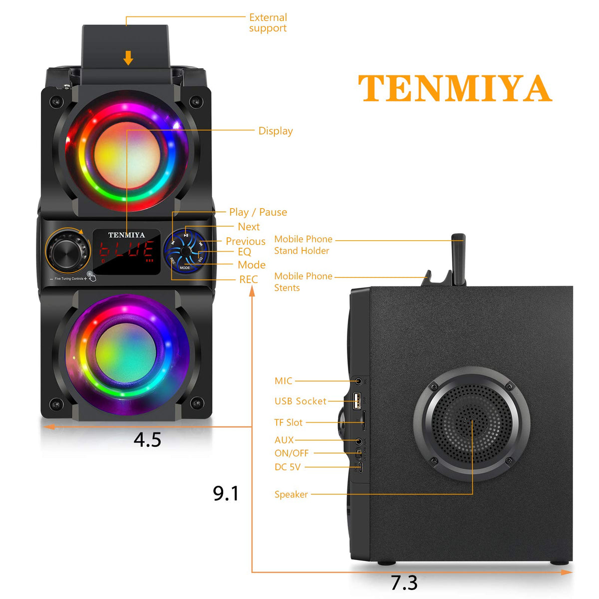 40W Portable Bluetooth Speaker with Lights and FM Radio L8579
