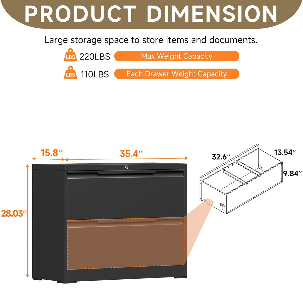 Metal File Cabinet with Lock, 2 Drawer Z8021