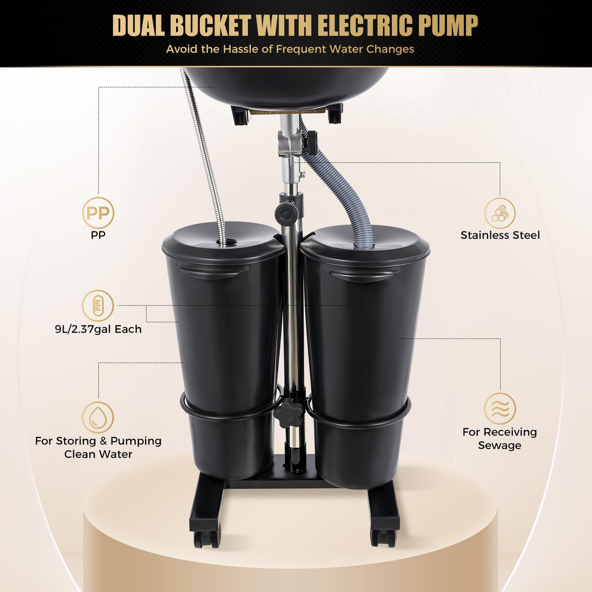Portable Shampoo Bowl with Water Tank and Electric Pump Q990