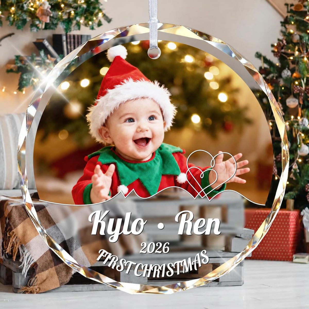Custom Photo Crystal Glass Christmas Ornament L939392