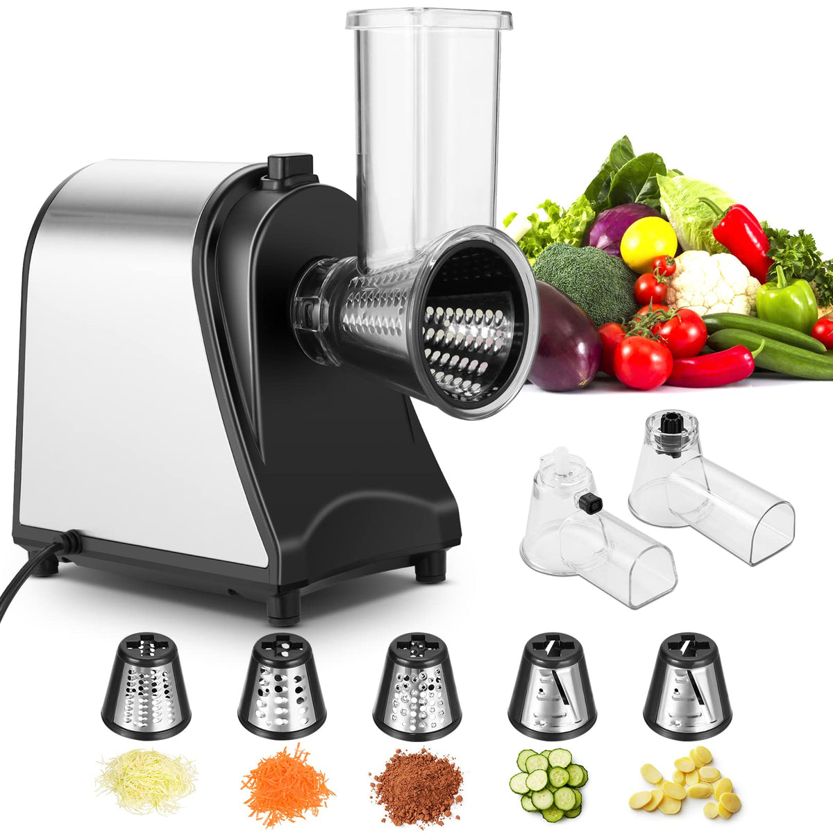 Electric Vegetable Cutter 500 W with 5 Cutting Drums X22961