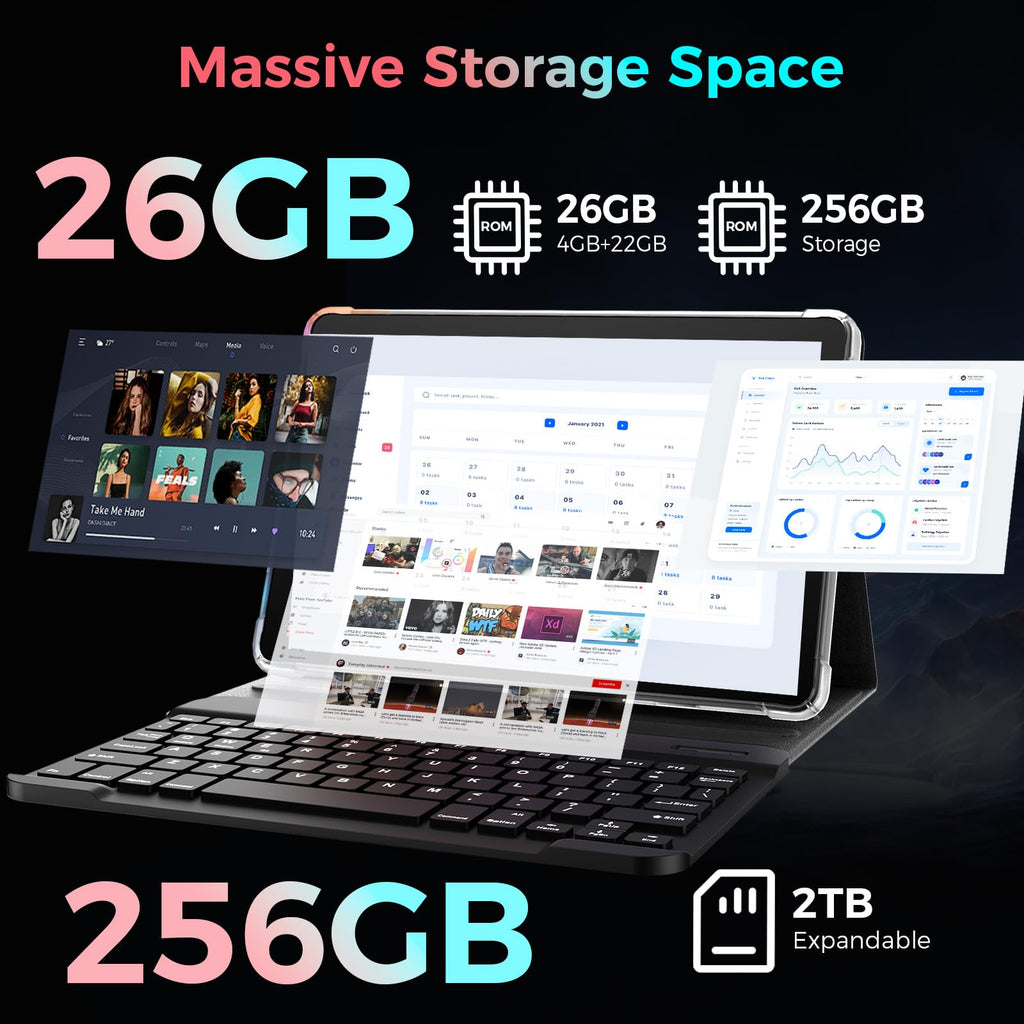10 inch Android 16 Tablet with Black Case B40729