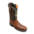 Leather Ostrich Quill Print Square Toe Western Cowboy Boot B98419