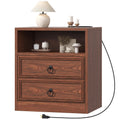 21.7" Wide Cherry Wood Nightstand with 2 Drawers U803234