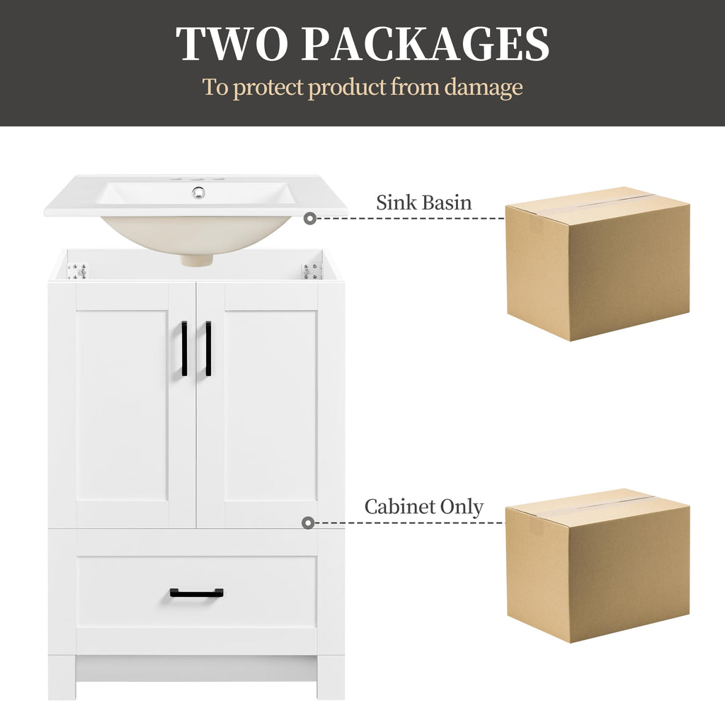 24" White Bathroom Vanity with Sink P298
