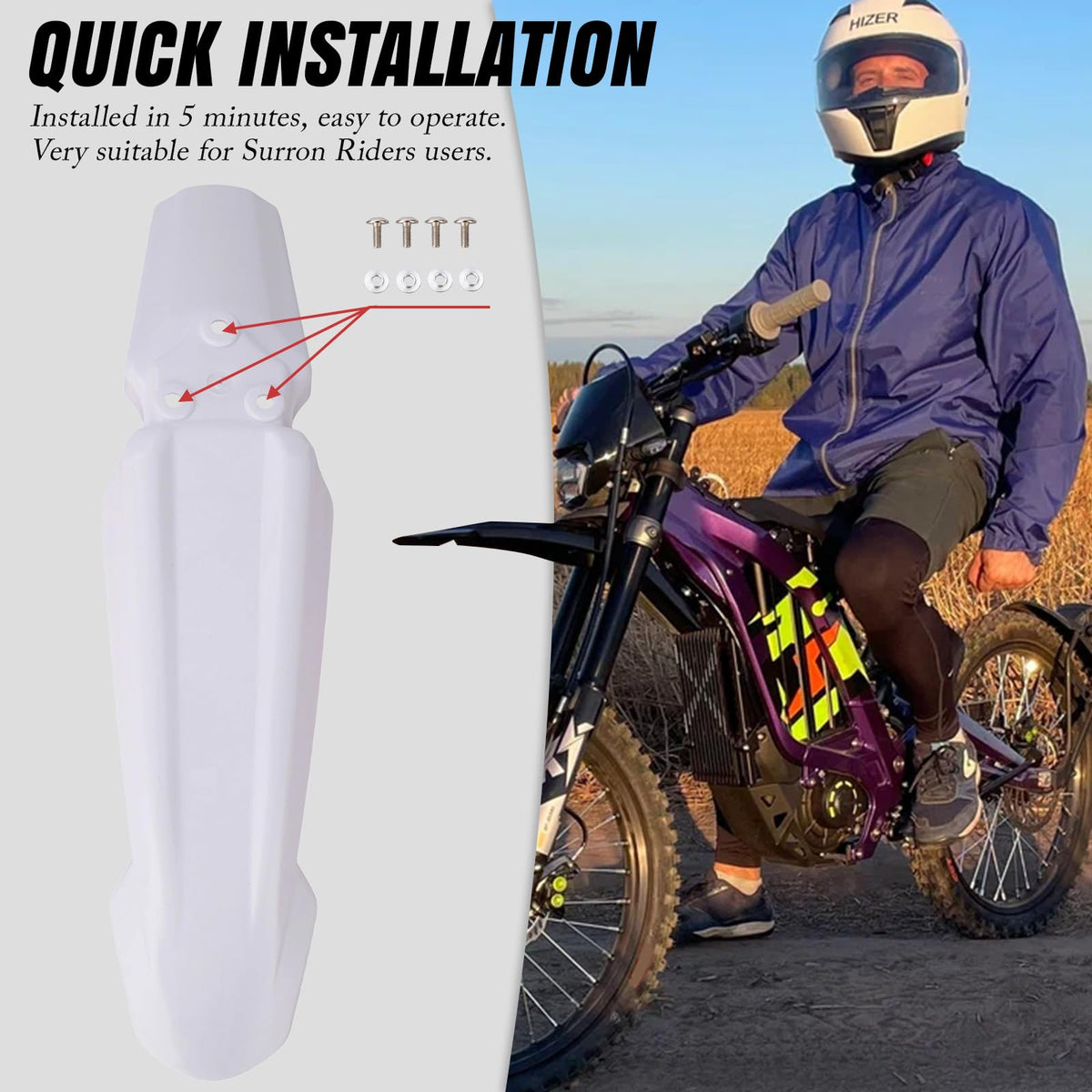 White Dirt Bike & Ebike Front Fender G946